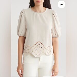 Adrianna Papell Cream Puff Sleeve Blouse